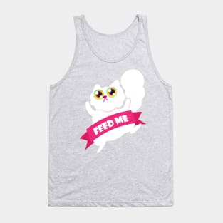 Feed Me White Fluffy Cat Tank Top